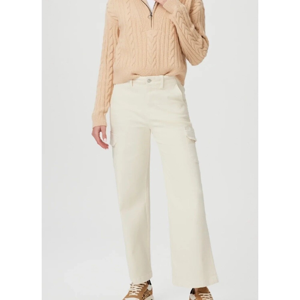 PAIGE Women’s Sz 25 Jeans/Pants Sand Carly Cargo with Pockets Wide Leg MSRP $239